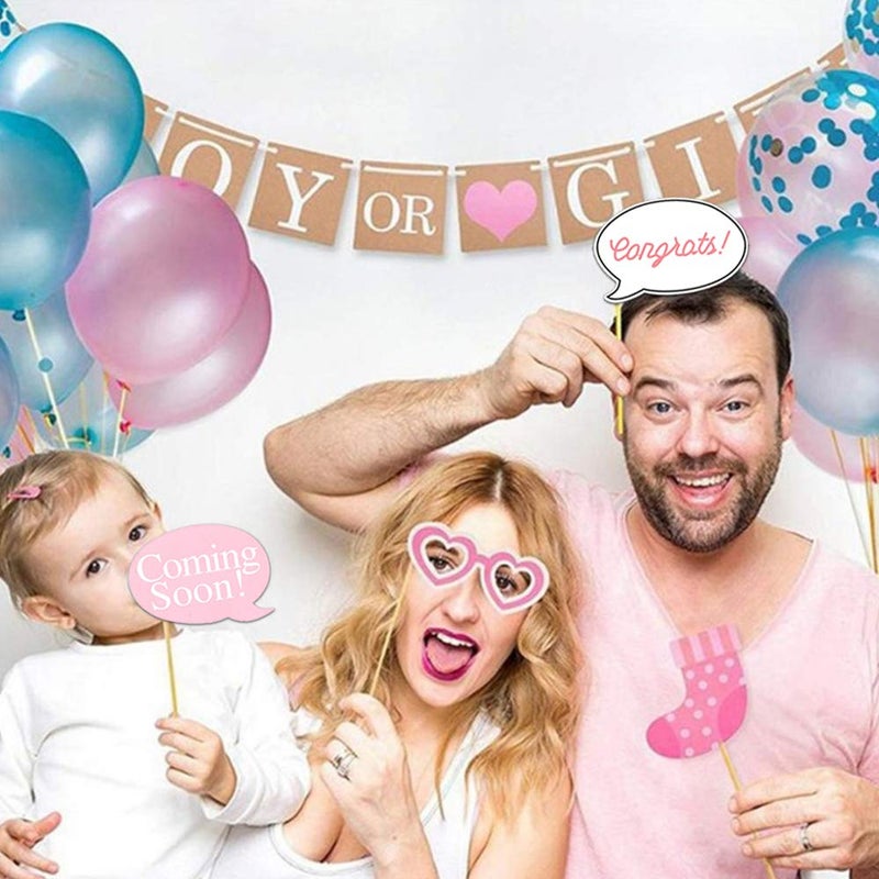 BIEAEIA Baby Shower Birthday Party Photo Booth Props Girl Pink Lovely Party Favor Supplies, 29 Pack - Image 5